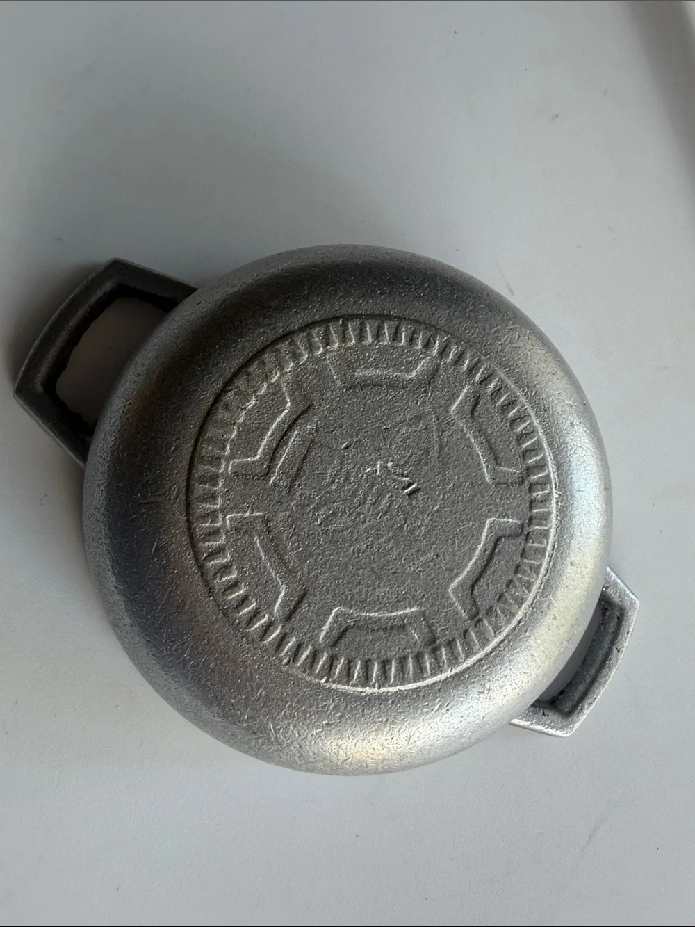 Cast Aluminum Cookware Lid in Silver with Red and Green Accents